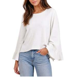 Halogen Nordstrom Ruffle Cuff Bell Sleeve Knit Top White Medium Cottagecore Boho
